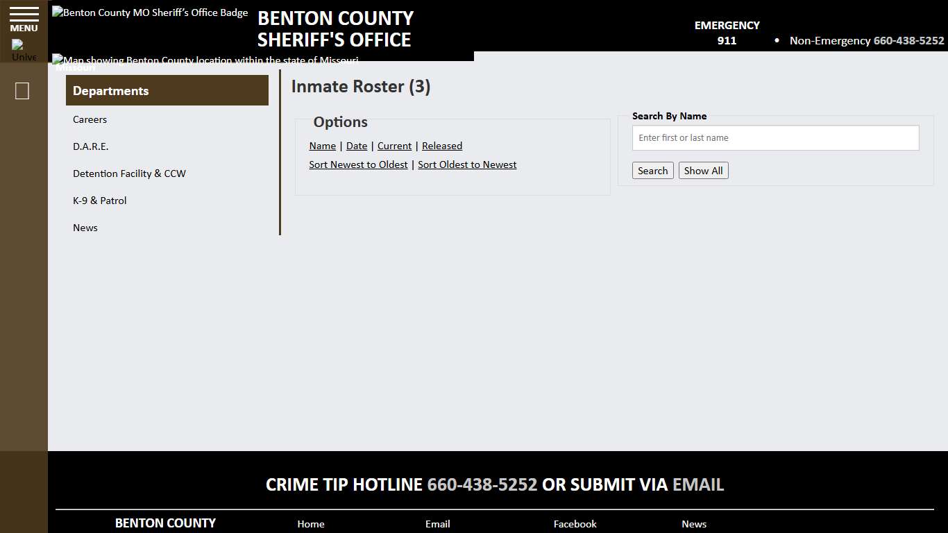 Inmate Roster - Page 2 Released Inmates Booking Date Ascending - Benton County MO Sheriff’s Office