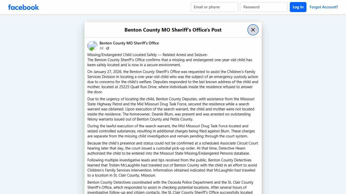 Missing/Endangered... - Benton County MO Sheriff's Office Facebook